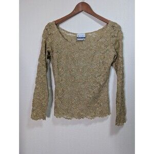 Vintage Y2K Lace Crop Gold Mesh Boho Fairy Cyber Glam Romantic Ethereal Goddess